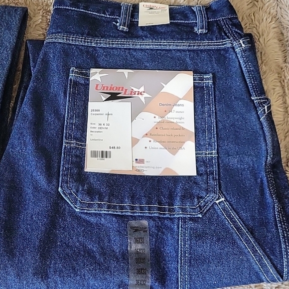 Dickies & Union Line Men's Blue Relaxed Fit Jeans - Picture 4 of 8